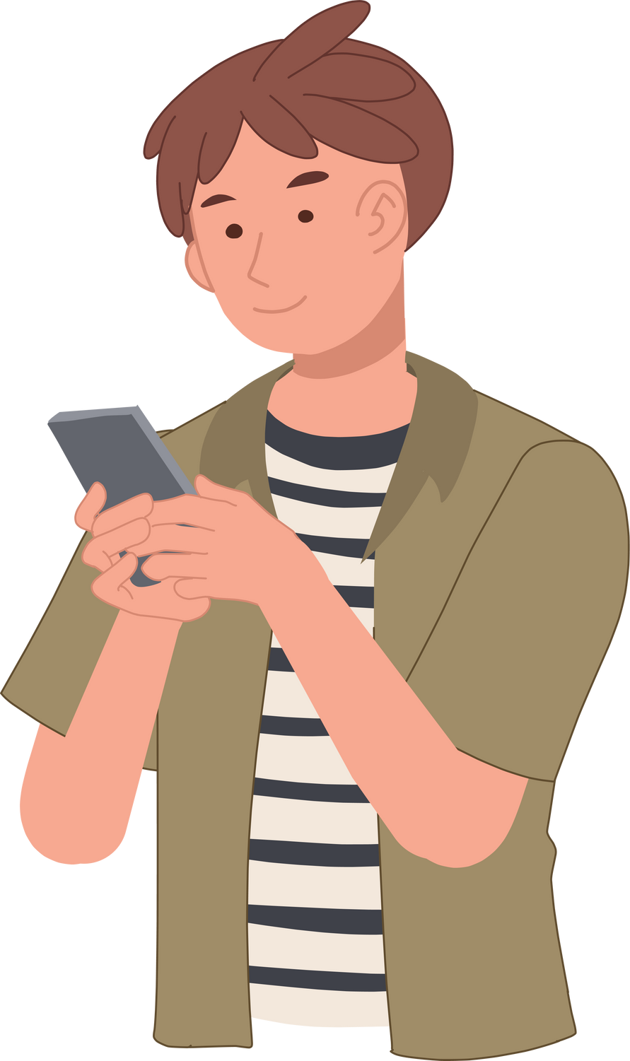 man holding mobile phone in hands. Online communication concept.